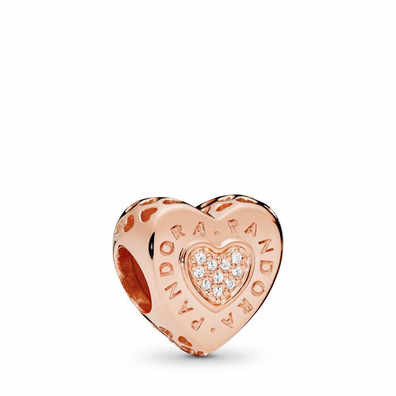 Pandora Rose™ Signature Heart Charm - Pandora Rose/Cubic Zirconia - Canada | LK8997OP